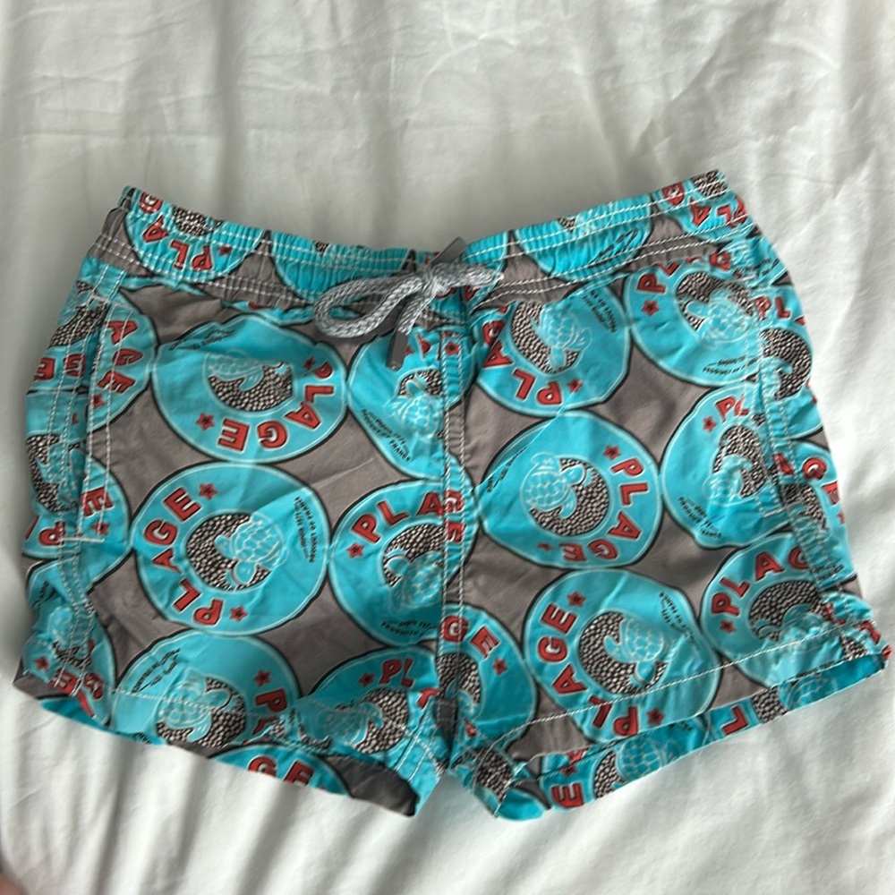 Vilebrequin size 4T blue swim trunks cut out liner